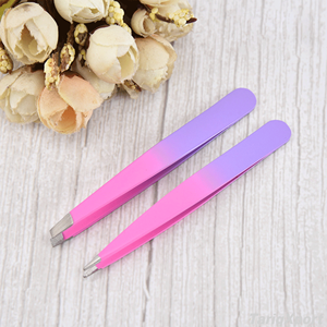 Pince à épiler colorée en acier inoxydable pour sourcils, dégradée, inclinée, pour maquillage, vente en gros d'usine, essentiels de beauté - Product Image 2