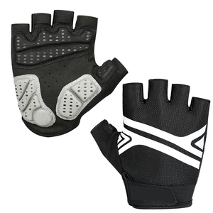Gants de cyclisme demi-doigts noirs avec rayures jaunes fluo, paume respirante en mesh, unisexe - Product Image 3