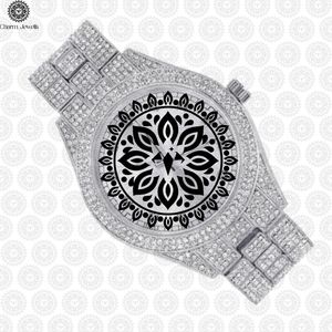 Charm Jewells Luxury Stainless Steel <b>Watch</b> <b>Diamond</b> Encrusted Round Dial Analog Quartz Folding Clasp Unisex 42mm - Product Image 4