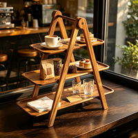 Présentoir à étages rectangulaire en bois à 3 niveaux pour plateau de service, idéal pour table de desserts, gâteaux, snacks, pâtisseries, mariages et bars