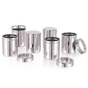 Stainless Steel Food <b>Storage</b> Containers Round Airtight Metal <b>Jars</b> <b>for</b> <b>Kitchen</b> Use Capacity Minimalist Design - Product Image 5