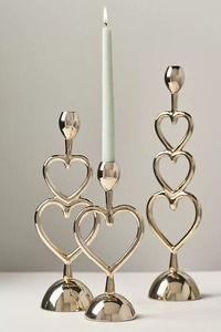 Unique Antique brass candelabra set Five <b>tapered</b> flameless <b>candles</b> Home wedding <b>candle</b> decoration - Product Image 4