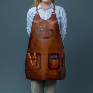 Tablier de maçonnerie robuste en cuir pour les briseurs de briques et la construction - Véritable cuir de vachette, anti-odeur, multifonction, vêtement de travail durable - Product Image 1