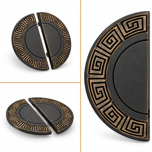OPAL <b>Matte</b> <b>Black</b> Antique Round Double <b>Door</b> Handle – Premium Brass Main <b>Door</b> Hardware for Luxury Interiors - Product Image 2