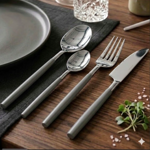 Ensemble de couverts en acier inoxydable argenté, durable, poli miroir, pour mariage, restaurant, location de couverts de table - Product Image 4