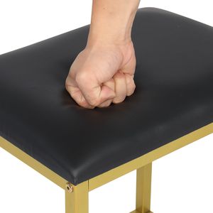 Sgabello da toeletta nero con specchio illuminato, sedia imbottita in legno massello per casa e hotel, gambe in metallo, contenitore integrato - Product Image 5