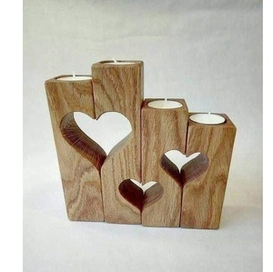 Juego de Portavelas de Madera en Forma de Corazón para Decoración del Hogar, Regalo Hecho a Mano para el Día de San Valentín, para el amor. - Product Image 1