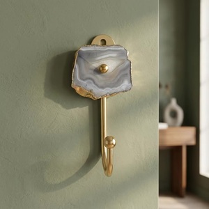 Luxurious Gold Agate Vintage Adjustable Eco-Friendly Waterproof Wall Hook Single Hook for Clothing Storage Self-adhesive - Product Image 4