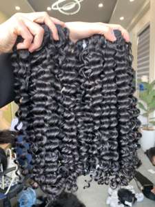 Vietnamien en vrac océan vague Crochet simple trame Remy vierge cheveux perruque couleur naturelle sans enchevêtrement perte pas cher livraison gratuite - Product Image 3