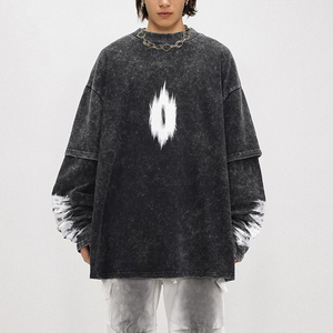 T-shirt Homme Oversize à Double Manches Effet Délavé Personnalisable avec Logo – Tendance et Nouveauté - Product Image 5