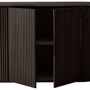 Luxury Japandi <b>Sideboard</b> Solid Teak Dark Brown Finish Vertical Fluted Doors Curved Edge Eco-Friendly for Luxury Interior - Product Image 6