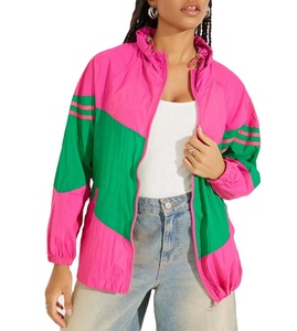 Women Plus Size Casual Breathable Windbreaker <b>Jacket</b> <b>Waterproof</b> Customizable Logo Color Block Windbreaker <b>Jacket</b> Zipper Closure - Product Image 4
