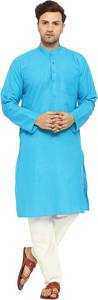 Slim Fit Men's Kurta Pajama <b>Slate</b> Blue Traditional Shalwar Kameez Elegant Soft Fabric Men’s Ethnic Wear 2-Piece Set - Product Image 5