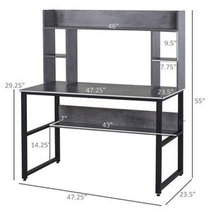 Scrivania Ergonomica Regolabile in Altezza per Ufficio/Gaming con Libreria in Acciaio Inossidabile e Legno (MDF) - Product Image 3