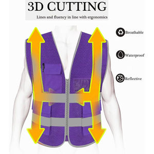 Gilet haute visibilité de qualité supérieure, haute performance, conforme aux normes ANSI Classe 1 et EN ISO 20471 Classe 2, imperméable, avec logo personnalisé, nouvelle arrivée. - Product Image 4