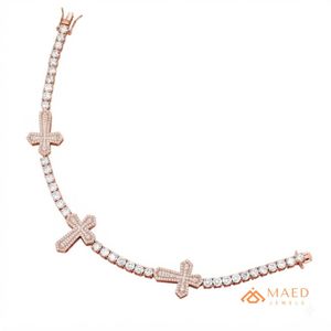 สร้อยข้อมือผู้ชายทรง Peace Shape ประดับโมอิสซาไนต์ ชุบทองคำสีกุหลาบ เงินแท้ 925 ดีไซน์หรูหรา เหมาะเป็นของขวัญสำหรับงานปาร์ตี้ - Product Image 1