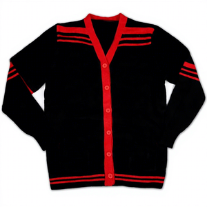 Cárdigan de chenilla con bordado personalizado, ropa de invierno, estilo casual hip hop, patchwork, transpirable, de secado rápido, lana/acrílico, para hermandades. - Product Image 1