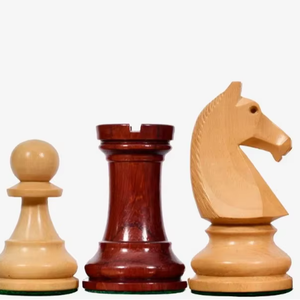 Pièces d'échecs du championnat français des années 90, reproduction Chavet V2.0, taille tournoi, roi de 3,6 cm, en bois de rose et de buis, au meilleur prix - Product Image 1