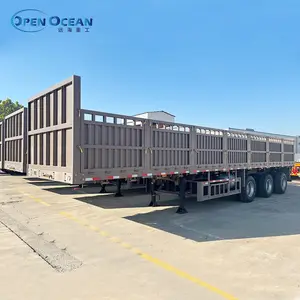 3 Axle Removable 50tons 60tons Storehouse Warehouse Semi Trailer Sideline Sidewall Palisade Barn Stake Fence Transport Animal