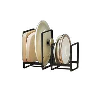 Space Saving Black Metal Plate <b>Storage</b> Rack for <b>Kitchen</b> Cabinets Vertical Dish Organizer and Cupboard Shelf Divider Set - Product Image 2