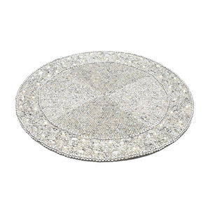 Luxury Kitchen Decor <b>Beaded</b> <b>Placemat</b> Round Pattern Plastic and Cloth Tablemat for Dining Table Restaurant and Hotel Design - Product Image 3