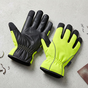 Guantes de Mecánico de Cuero Liso de Piel de Vaca, con Pantalla Táctil, para Dedo Índice y Pulgar, de Seguridad Industrial, Antideslizantes y que Absorben la Humedad - Product Image 3