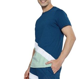 ชุดเสื้อยืดแขนสั้นและกางเกงขาสั้นสีฟ้าสำหรับผู้ชาย ชุดลำลองสไตล์สตรีทแวร์สำหรับฤดูร้อน - Product Image 4