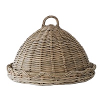 Couvercle de dôme alimentaire en rotin fait à la main avec plateau panier cloche en osier tissé à la main pour la décoration de table et la protection des aliments