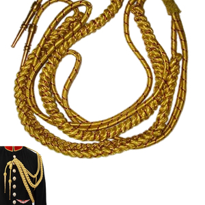 Uniform Gold Bullion wire with Red Linning Aiguillettes gold Metal Aiguillette with 2 Gold Tags - Product Image 2