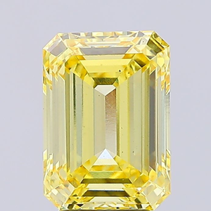 Diamant de laboratoire certifié IGI, taille émeraude, 4 carats, couleur jaune intense fantaisie, clarté VS, excellente taille, diamant non monté pour bijoux - Product Image 1