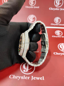 Reloj de pulsera analógico de cuarzo de acero inoxidable para hombre, esfera grande, estilo Hip Hop, moissanita de diamante, regalo de moda completamente helado para - Product Image 6