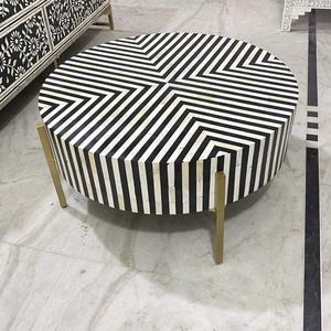 Mesa con Incrustaciones de Hueso de ILAHI, Diseño Moderno con Detalles de Ágata, Almacenamiento Portátil, Muebles para el Hogar - Product Image 5