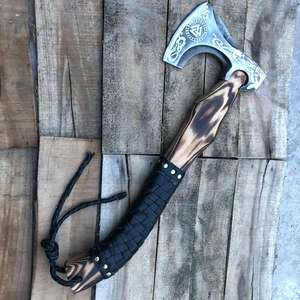 Hache viking artisanale sur mesure Thewizcrafts, tête en acier à haute teneur en carbone, manche en bois de frêne, étui en cuir, camping en plein air, OEM - Product Image 2