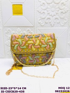 Luxury Handmade Beaded Evening <b>Clutch</b> Bag for Women | Embroidered Party Sling Bag with Chain Strap | Designer <b>Wedding</b> Shoulder - Product Image 4