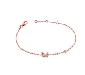 Bracelets empilables en chaîne de câble avec mini-breloques papillon en or massif 14K 18K, diamant de laboratoire rond minimaliste et fermoir mousqueton - Product Image 5