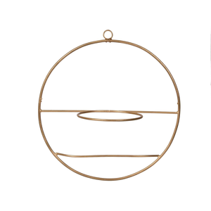 Gold Metal Circular Wall <b>Hanging</b> <b>Planter</b> with Round Frame | Modern Decorative Flower Pot Holder <b>for</b> <b>Indoor</b> Living Room Office - Product Image 4