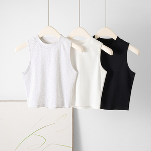 Top Corto Personalizado de Alta Calidad para Mujer, Top Básico de Punto Acanalado de Algodón y Elastano, Top Corto Blanco Elástico para Mujer - Product Image 2