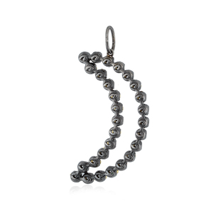 Colgante de Media Luna Celestial de Plata de Ley 925 con Rodio Negro y Diamantes, Proveedor Mayorista de Joyería, Bajo MOQ, Joyería Fina Hecha a Mano - Product Image 4