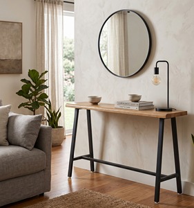 Modern Scandinavian Wooden Long Bench Dining <b>Table</b> Stool Black Metal Frame Heavy Duty Balcony Commercial Use 2-Seater <b>Bar</b> Stools - Product Image 5