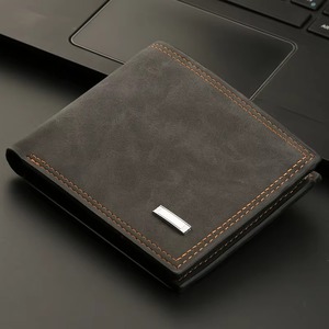 Vintage Crazy Horse Genuine Leather <b>Wallet</b> <b>Secure</b> Short Purse Money Bag for Men Polyester Customized Brown Solid Open - Product Image 3