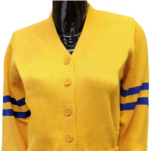 Cárdigan de Punto para Mujer Sigma Gamma Rho, Cuello en V, Manga Larga, con Ribete y Botones Amarillos, Suéter Informal de Color Sólido - Product Image 2