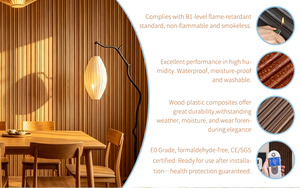 Panneau mural WPC directement de l'usine avec bordure dorée, revêtement en composite bois-plastique cannelé pour la décoration intérieure de luxe - Product Image 5
