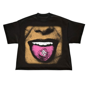 Camiseta de Hombre Oversize con Estampado de Alta Densidad, Diseño en Relieve Personalizado, Algodón Grueso, Corte Holgado y Relajado, Cuello Redondo, Manga Corta, Moda Urbana - Product Image 4