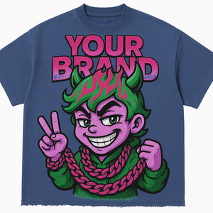 Camisetas Vintage de Alta Calidad con Lavado Ácido Personalizadas para Hombre, Estilo Urbano Oversize, Logotipo DTG Impreso con Técnica Puff de Pedrería - Product Image 1