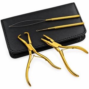 ชุดอุปกรณ์ต่อผม GOLD ชุดคีมต่อผมสแตนเลสอเนกประสงค์ พร้อมเข็มเกี่ยวผม - Product Image 1