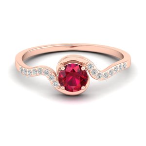 Bague solitaire REYES en or 14 carats certifiée IGI avec diamant et rubis pour femme, prix de gros, bijoux fins minimalistes - Product Image 5