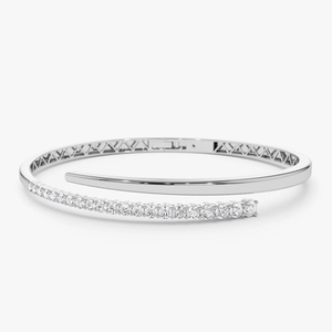 กำไลข้อมือทองคำหรูหราสำหรับผู้หญิง ประดับเพชรแล็บโกรว์ 1 กะรัต 14K โรสโกลด์ ความใส E VVS ดีไซน์ไขว้ - Product Image 1