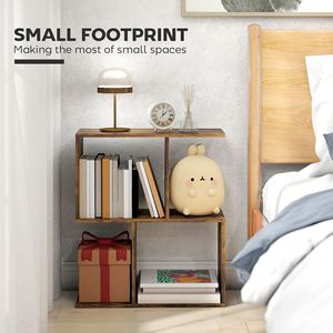 Comodino stretto a forma di S con 3 ripiani portaoggetti, marrone rustico, 50 cm L x 19,7 cm P x 58 cm H - Product Image 4