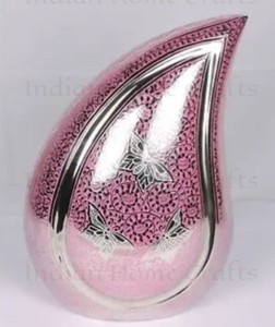 Pink Brass Cremation Urn Keepsake Casket <b>Memorial</b> Ashes <b>Vase</b> Butterfly Pattern Tabletop Decor - Product Image 4