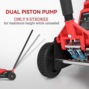 Cric de voiture hydraulique tout-terrain de 3 tonnes en acier robuste grande roue avec selle supplémentaire pour camions SUV VTT rouge - Product Image 6